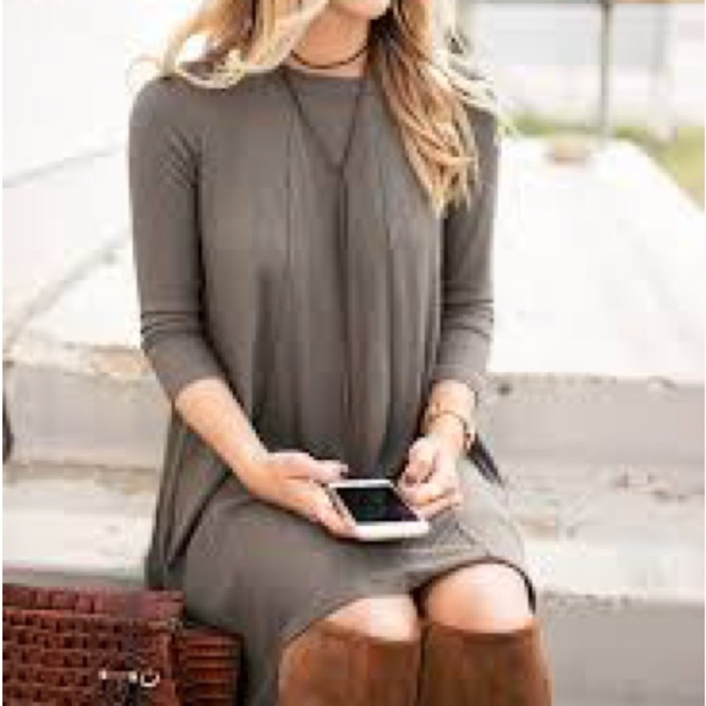 LUSH Olive Green Ribbed Mini Dress | Size Medium (D120) - Picture 1 of 8